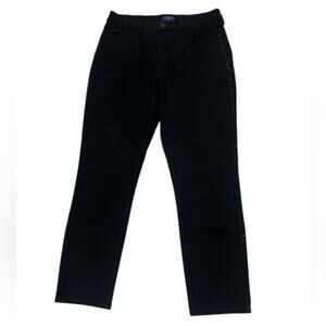 NYDJ Rhinestone Shimmer Black Skinny Fit Legging Denim Solid Jeans Size 12